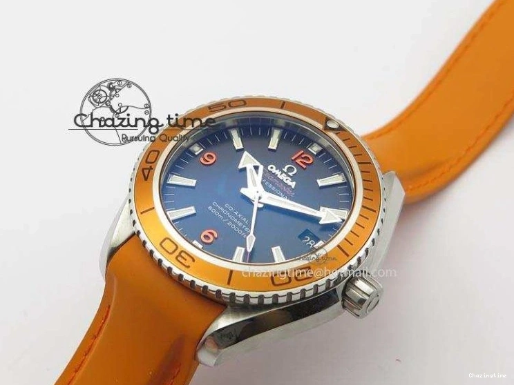 0516 Breathable Planet Ocean SS Bp Maker 45mm Orange Bezel On Orange Rubber Strap A 8221